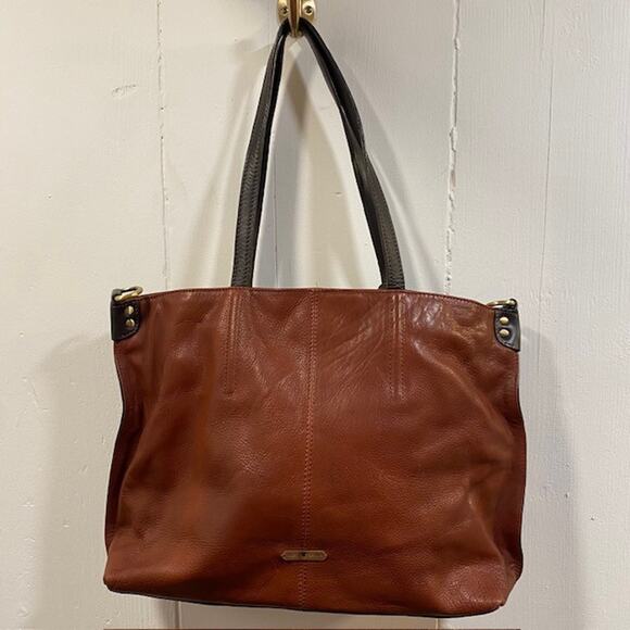 Lucky Brand Cedar Brown Large Double Strap Leather Shoulder Bag with coin purse - Picture 1 of 13